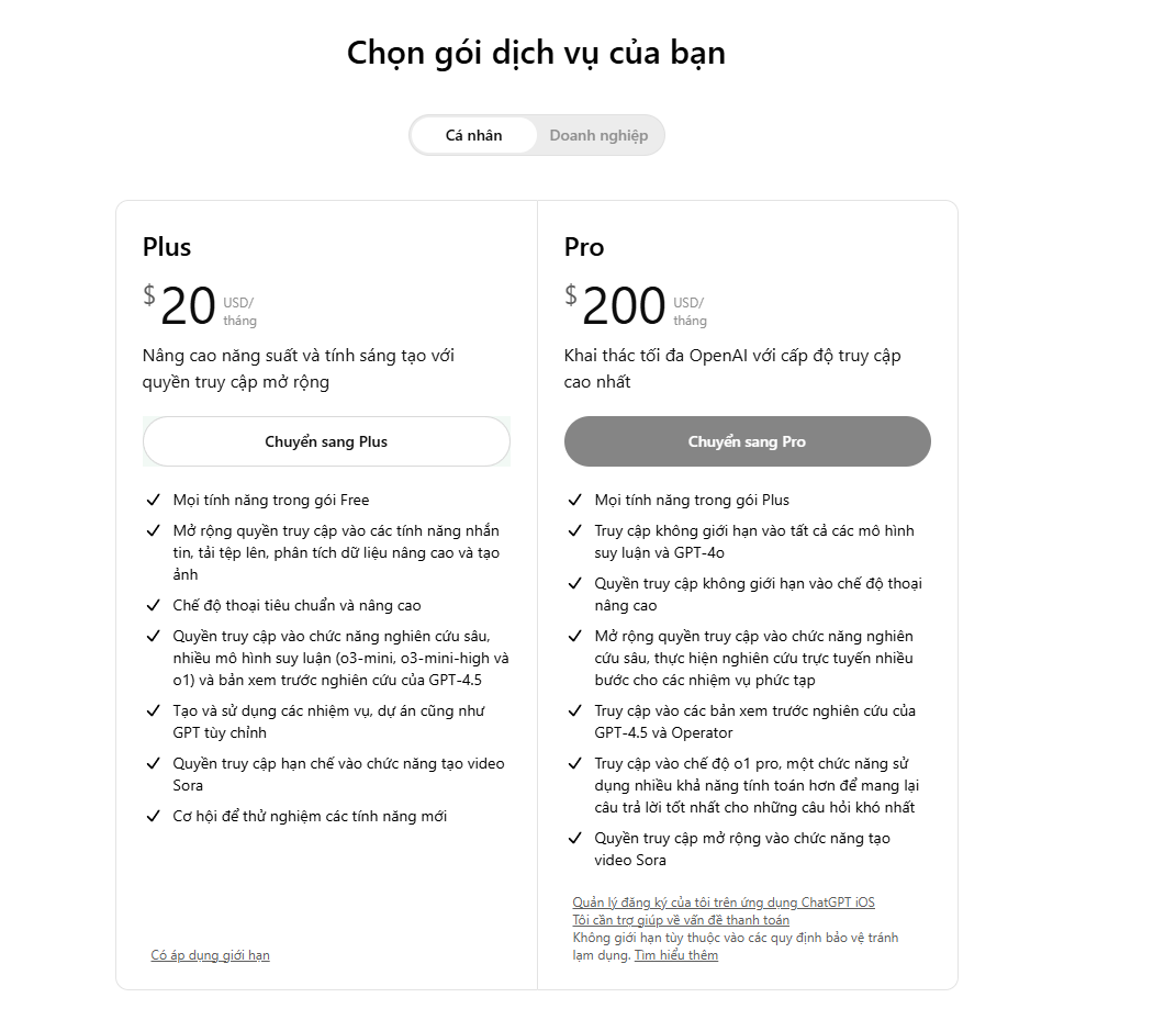 Mua ChatGPT Pro giá rẻ tại HoangTuTech
