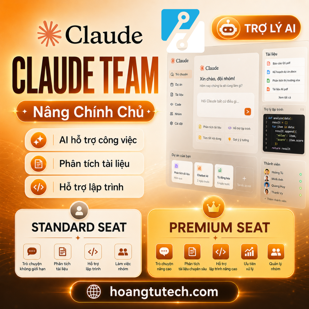 Claude Team Giá Rẻ – Nâng Cấp Tài Khoản Claude AI